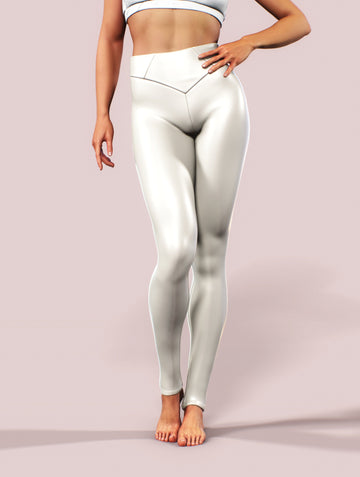 Beige Leather Leggings-High waisted leggings-bootysculpted